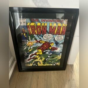 Iron Man Comics Wall Art Framed 22” x 18”